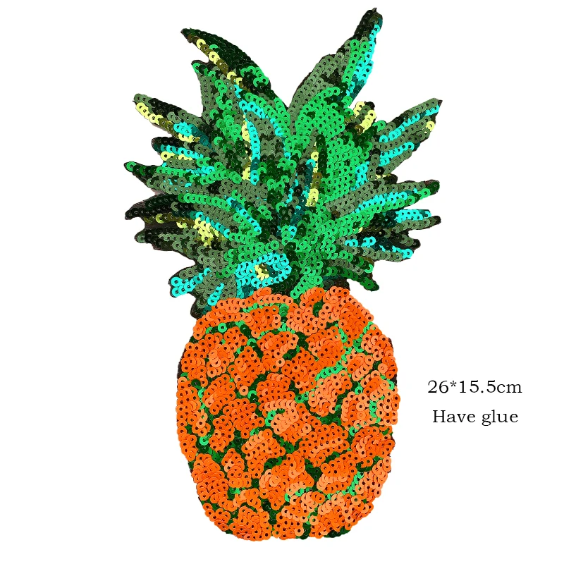 Wholesale Patches Sequins Pineapple embroidery patch Cartoon BadgeS Clothing Accessories Sewing Supplies iron on patches