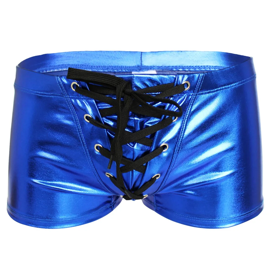 Men Erotic Sex PU Leather Strappy Boxer Lingerie Sexy PVC Latex Underpants Club Wear Shorts Wetlook Patent Underwear Male Boxers