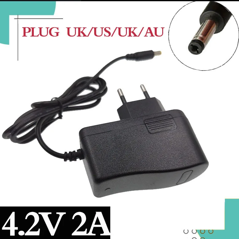 4.2V 2A 18650 Lithium Battery Charger 1S 18650 battery Portable Wall Charger DC 5.5 * 2.1 MM