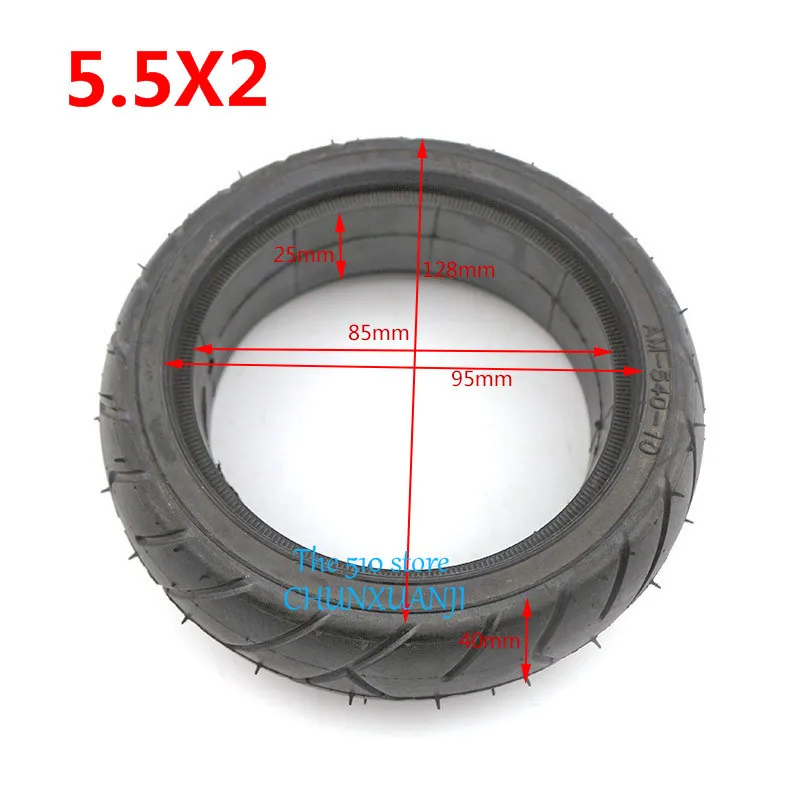 Super 5.5x2 Solid Tire external diameter 128mm fits for Balancing Electric Scooter solid tyre wheel Spare Parts