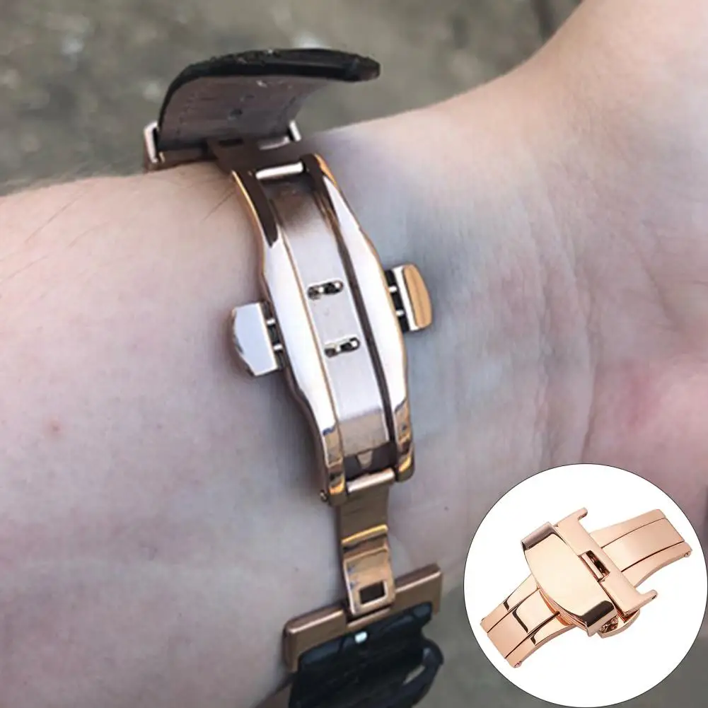 Double Solid Deployant Watch Buckle 16mm/18mm/20mm/22mm/24mm Gold Silver Black Stainless Steel Buckle Watch Band Clasp Flip Lock