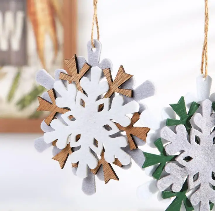 Christmas Ornament Felt Snowflake Pendant DIY Decoration Xmas Tree Hanging Pendants Crafts SN1797