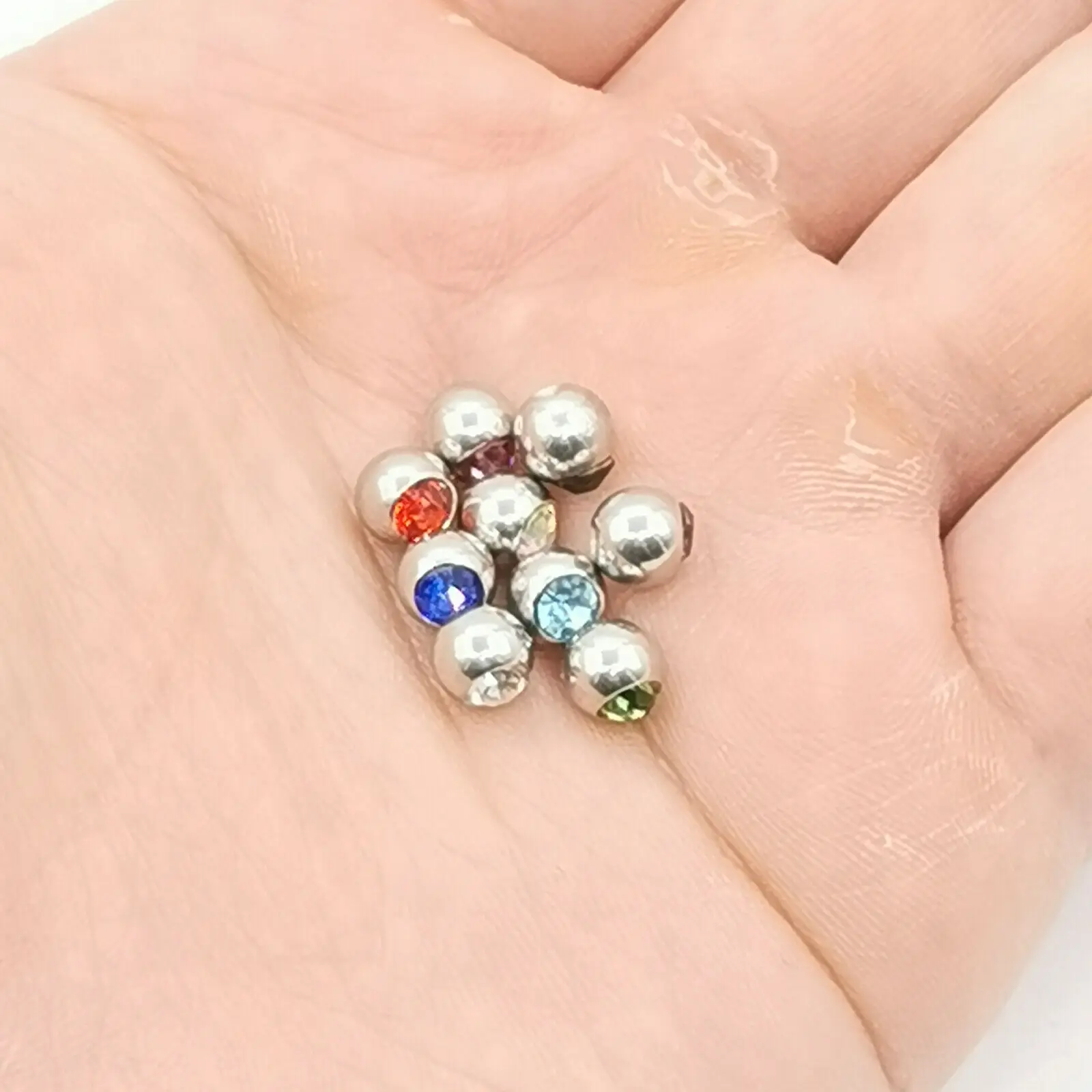 10pcs Multicolor Cubic Zirconia Spare BALLS Labret Belly Barbell Bar Piercing Replacement Attachments 14g 16g DIY Body Jewelry