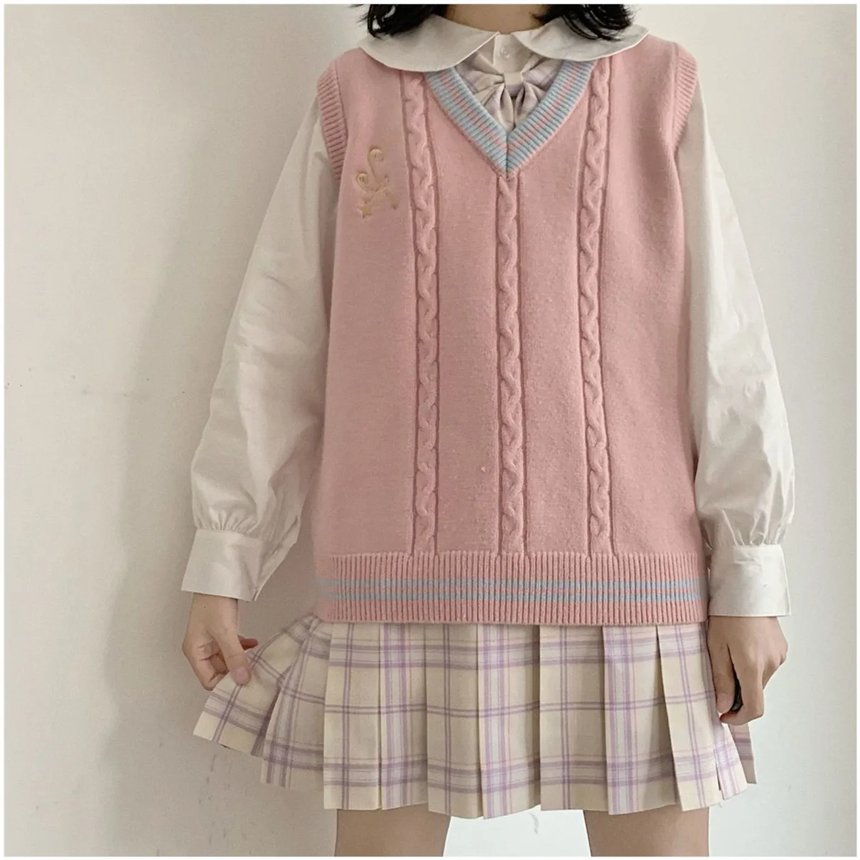 4 Màu Sắc Nữ Preppy Phong Cách Thu Đông Áo Thun Chui Đầu JK Áo Vest Nữ Sinh Viên Hàn Quốc Rời Áo Ngủ Nữ Sinh