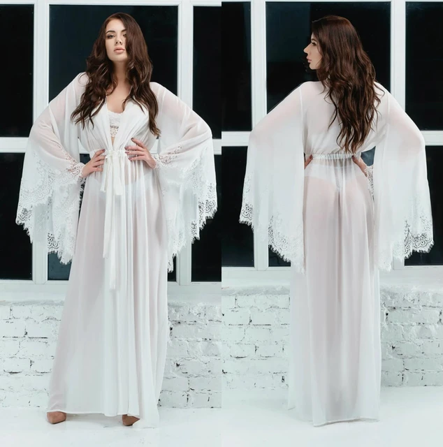 Chiffon Bridal Gowns Lace Long Bathrobe Women Lingerie Nightgown Pajamas Sleepwear Women s Luxury Gowns Housecoat Nightwear AliExpress