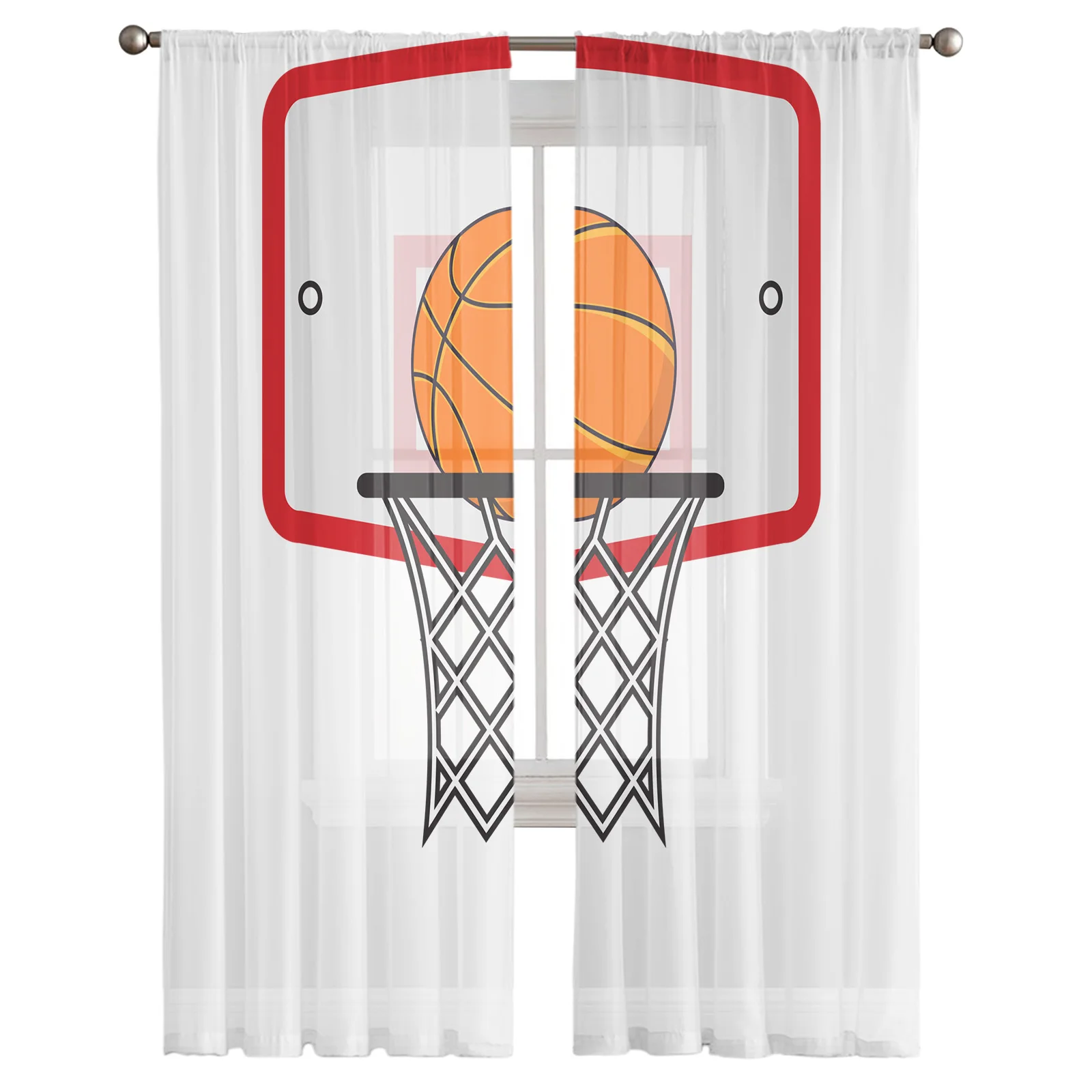 Basketball Hoop Chiffon Sheer Curtains for Living Room Bedroom Home Decoration Window Voile Tulle Curtain Drapes