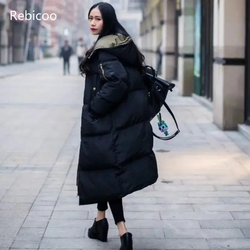 

Oversized Coats Cotton Padded Winter Jacket Parka BF Style Loose Long Warm Jacket Abrigo Mujer Hooded Coat Women