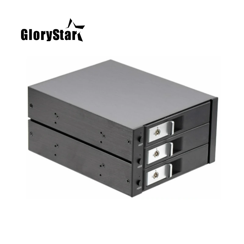 

GloryStar 3*3.5 Inch Internal Hdd Mobile Rack Hard Drive Backplane Enclosure For 2*5.25" Optical Pc Bay With Hot Swap With Lock