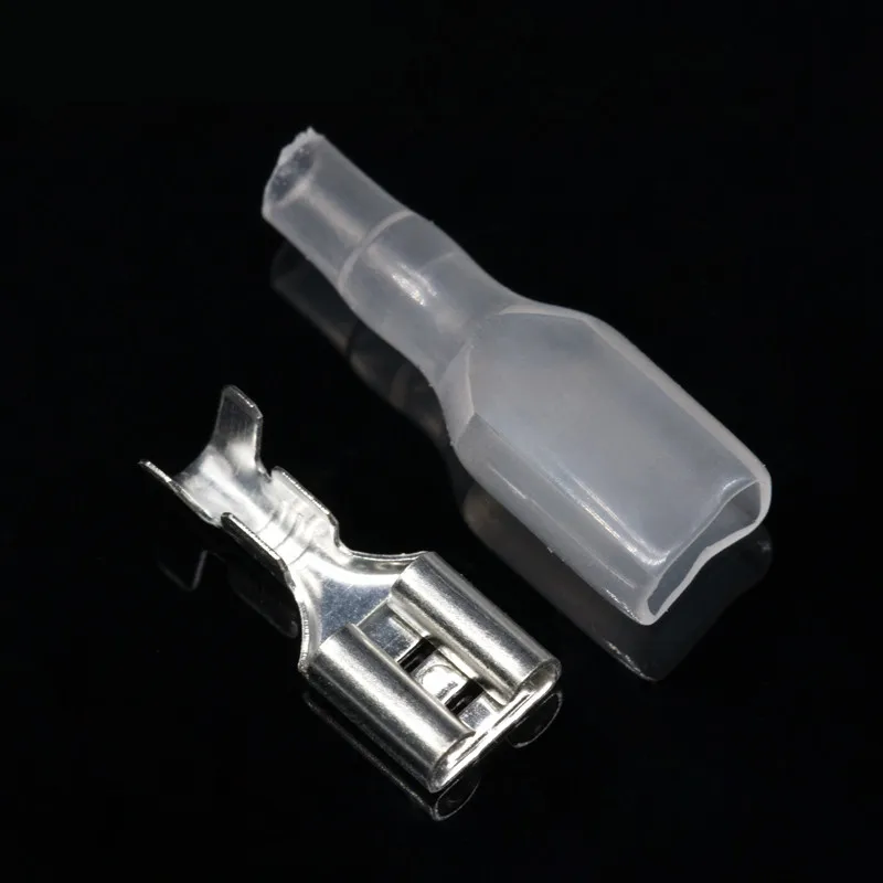 2.8MM 4.8MM 6.3MM with Transparent Sheath Inserted Spring 6.3mm Female Connector Terminal Faston with Insulator for Wire