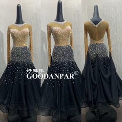 GOODANPAR New Standard Ballroom Dance Dress Women Girls Competition Costume Lycra Waltz Stage long sleeve
