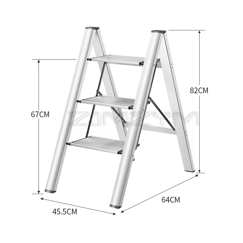 Household Step Ladder portable folding ladder aluminum alloy herringbone Anti-Slip and Wide Pedal flower rack four-step Ladder