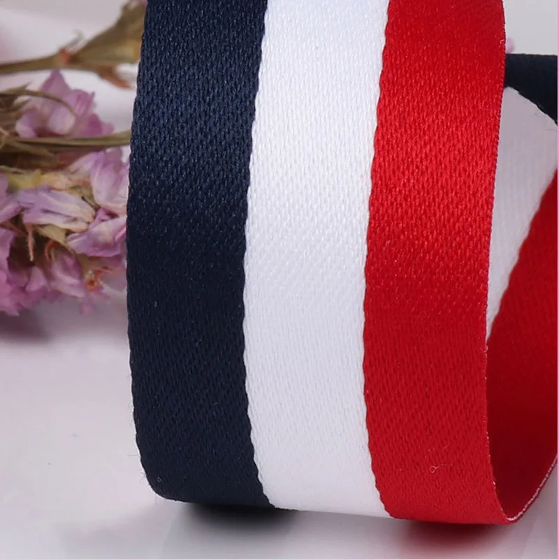 Azul marinho vermelho listrado webbing fita de gorgorão para sacos de vestuário presente envoltório decoração para casa arco bandeira fita diy materiais artesanais