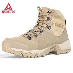 HUMTTO Mens Waterproof Hiking Boots Genuine Leather Tactical Hunting Boots Male Sneakers Winter Trekking Boots Climbing Shoes