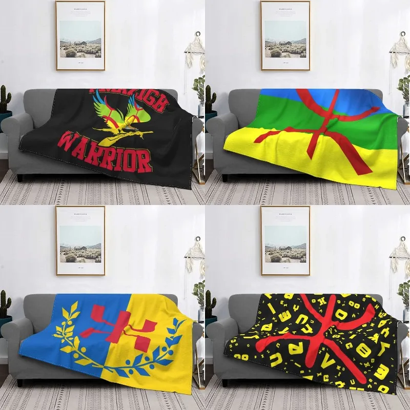 

Amazigh Warrior Kabyle Berber Amazigh Flag Blanket Soft Flannel Fleece Imazighen Throw Blankets for Home Bed Couch Bedspreads