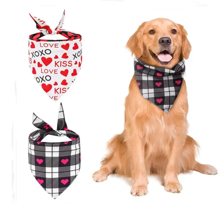 Valentines Day Dog Bandanas Double Sided Pet Triangle Scarf Dog Saliva Towel Pet Supplies Valentines Day Supplies  SN4134