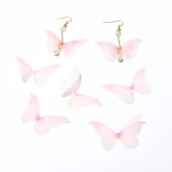 10pcs Colorful Tulle Butterfly Wing Film Charms Pendants Connectors for Earring DIY Jewelry Findings Making