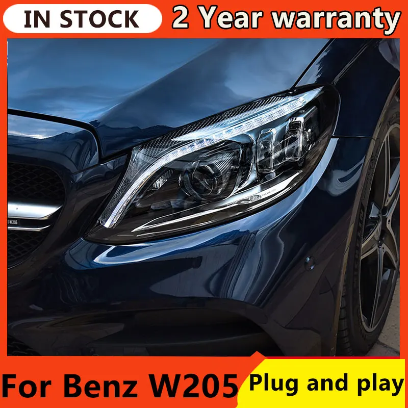 

For Car Benz W205 Headlights 2014-2018 DRL Day Running Light LED Bi Xenon Bulb Fog Lights Car Accessory C260 C300 C200 Head Lamp