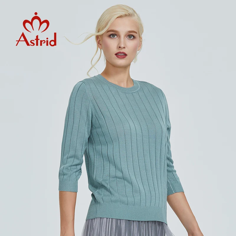 Astrid 2023 Autumn new arrival women sweater top light green short sleeve quality fashion women clothes ladies sweaters MS-005