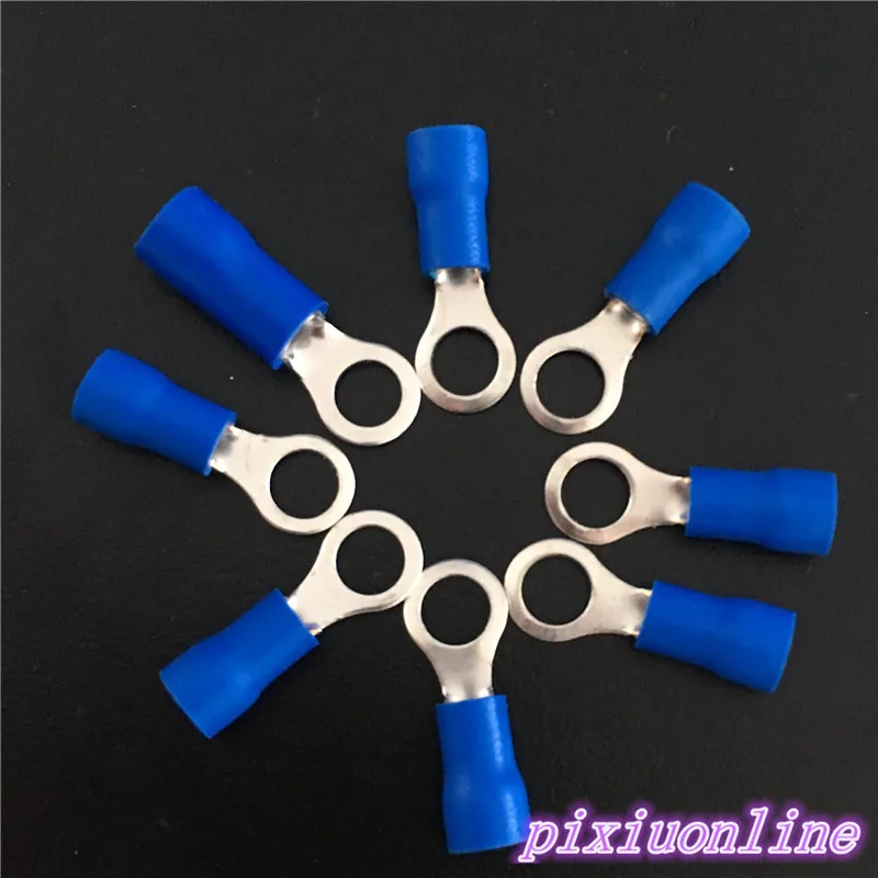50pcs 2.5-4 MM2 RV3.5-5 Wire Terminals Tin Plated Copper Blue Wire Connector Cable Applicable Aperture YT607 Drop Shipping