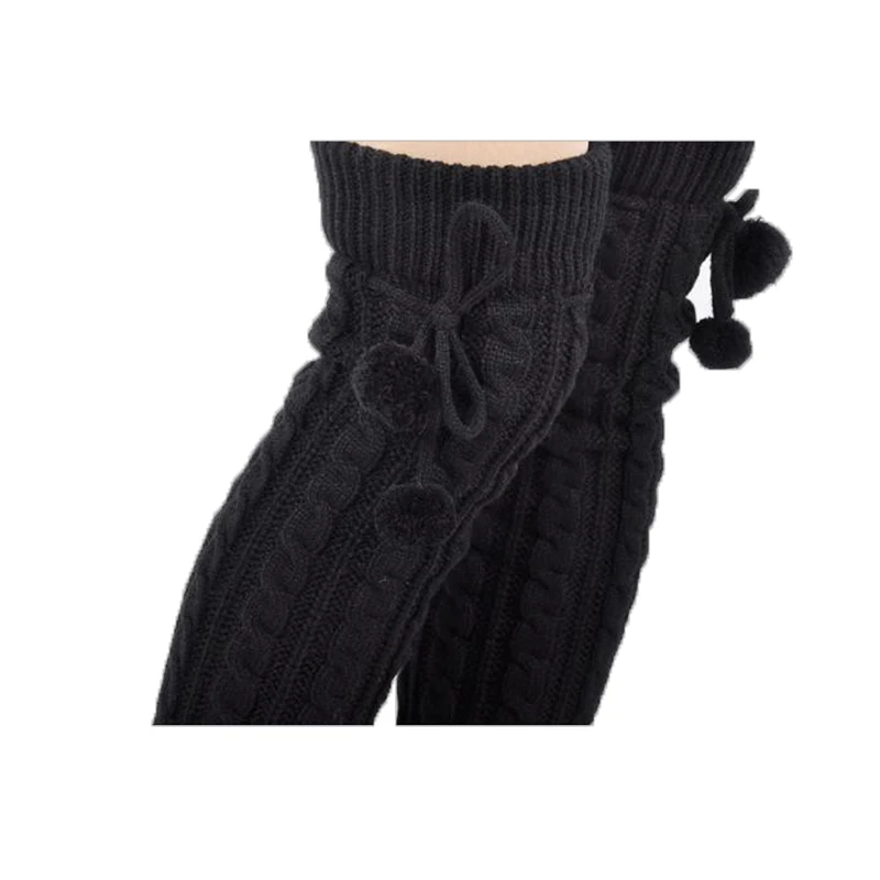 Herfst En Winter Vrouwen Breien Figuur 8 Twist Verlengd Over De Knie Met Bal Thermische Boot Cover Knie Mouw legging