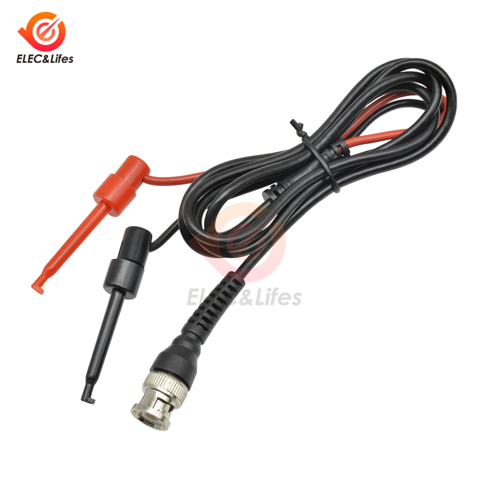 P1007 BNC Male Plug Q9 to Dual Hook Clip Oscilloscope Test Probe Cable Leads 120CM with Two Mini Probes Ended 500V 5A Test Hook