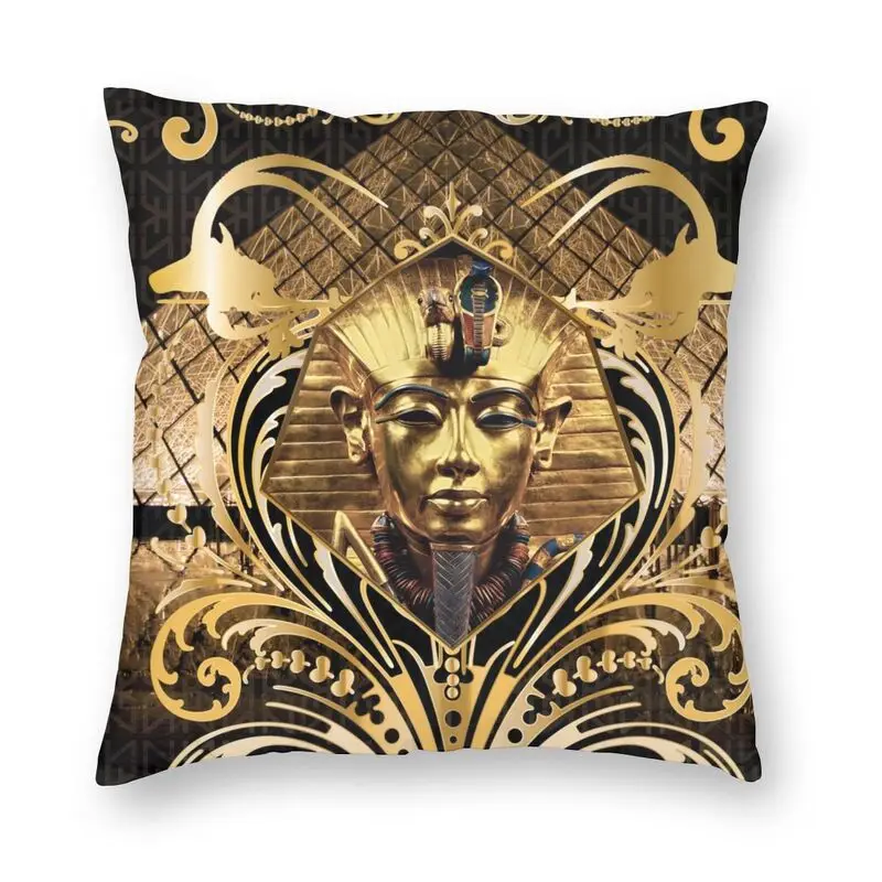 Gold Ancient Egypt God Pharaoh King Tut Cushion Covers Velvet Egyptian Myth Throw Pillow for Sofa Square Pillowcase Decoration