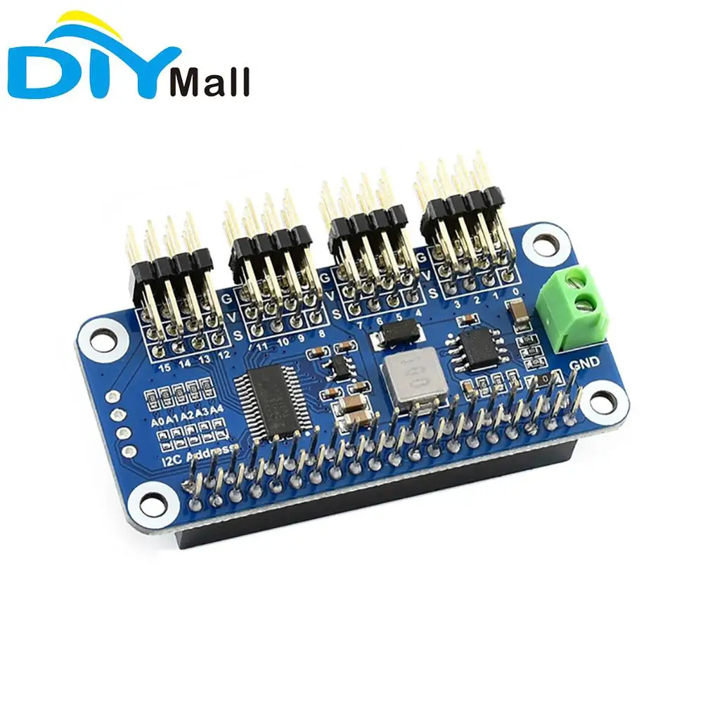 Waveshare Servo Driver HAT (B) for Raspberry Pi 16-Channel 12-bit I2C for SG90 MG90S MG996R