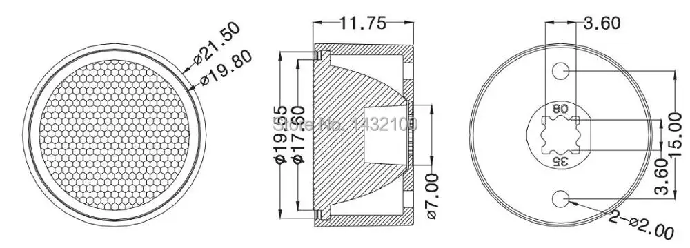 60degree-Diameter 21.5mm LED lens for CREE XPE|XTE,Luxeon T,SeoulZ5P LEDs(HX-CPM-60L)