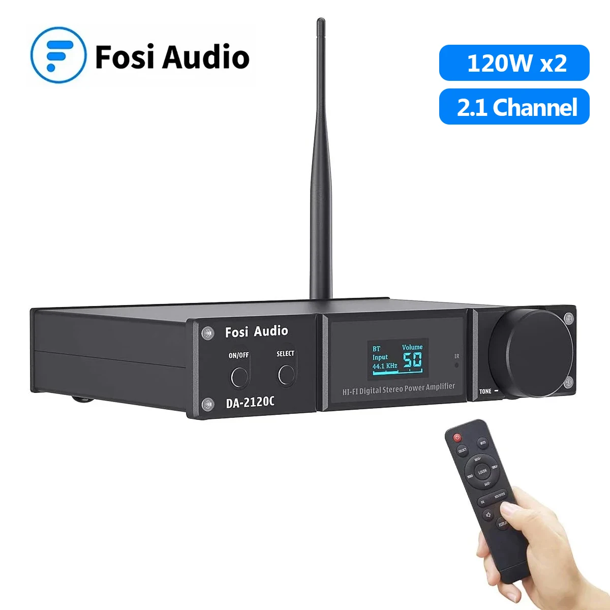 

Fosi Audio DA2120C Bluetooth Amplifier 120W x2 Stereo HiFi 2.1 Channel Wireless Stream Class D Mini Power Subwoofer USB DAC AMP