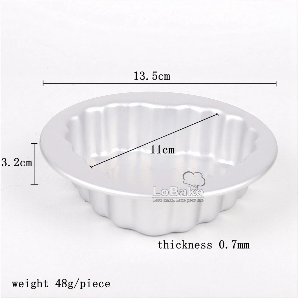 (5pcs/lot) High quality 4 inches round outside heart inside shape aluminium metal cake tart mold mousse jelly pan mould baking