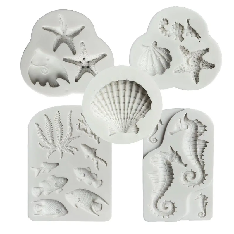 3D Seashell Starfish Seahorse Marine Silicone Fondant Cake Decorating Sugar Craft Candle Chocolate Moulds DIY Craft Baking Molds