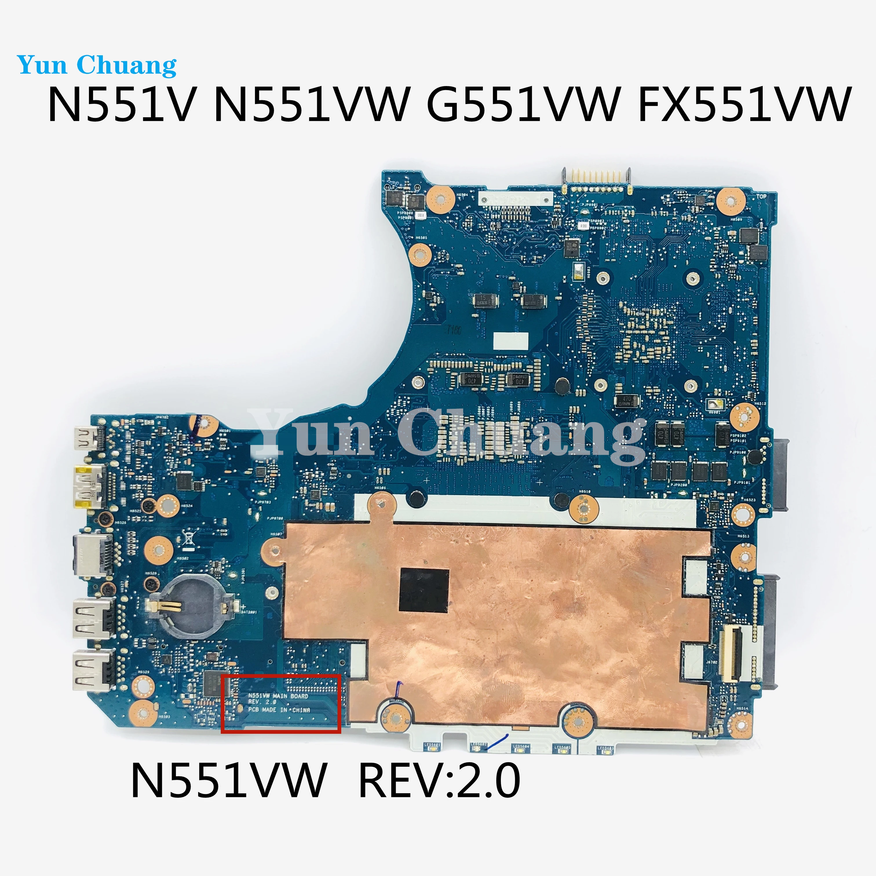 N551VW Mainboard For ASUS N551V N551VW G551 G551V G551VW FX551V FX51VW Laptop Motherboard With i7-6700 CPU GTX960M/4G GPU DDR4