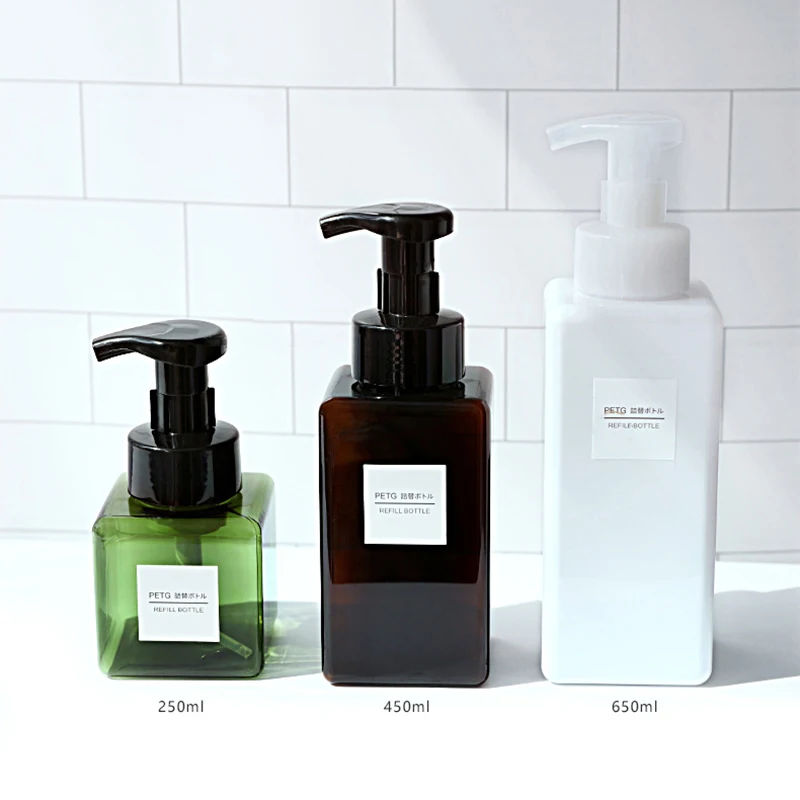 250/450/650ml Bathroom Foam Soap Dispensers Lotion Shampoo Shower Gel Empty Pump Bottles Whipped Mousse Bubble Container