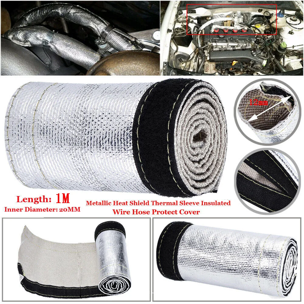 1M Car Metal Heat Shield Sleeve Insulated Wire Hose Cover Wrap Loom Tube Auto Interior Metal   Heat Shielding Sleeve Accessories