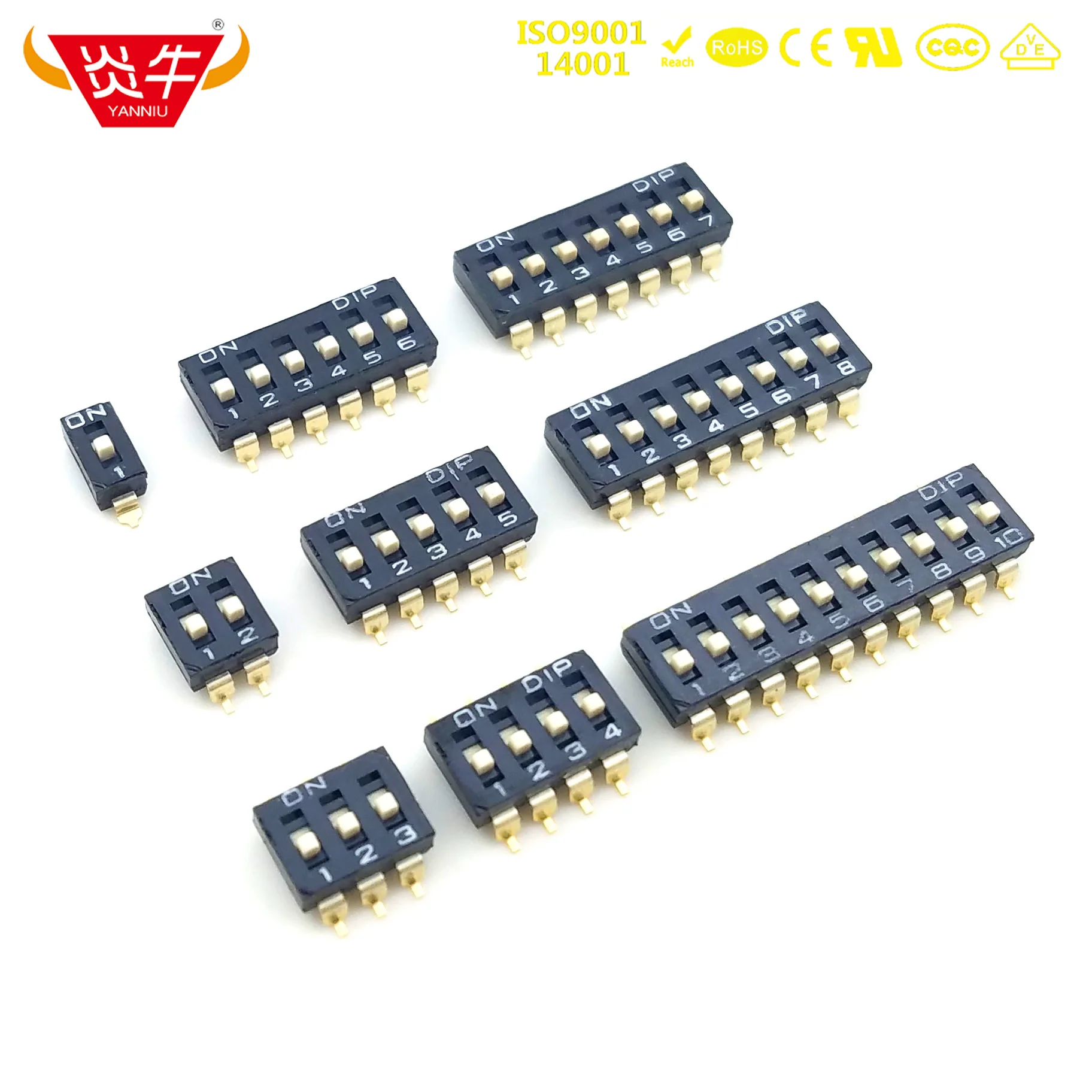 

50PCS TAIWAN DIP Switch 2.54mm DM SMT Slide Type Switch 1P~12P Bit Position Way DIP Red Pitch Toggle Switch Snap Switch hjxrhal