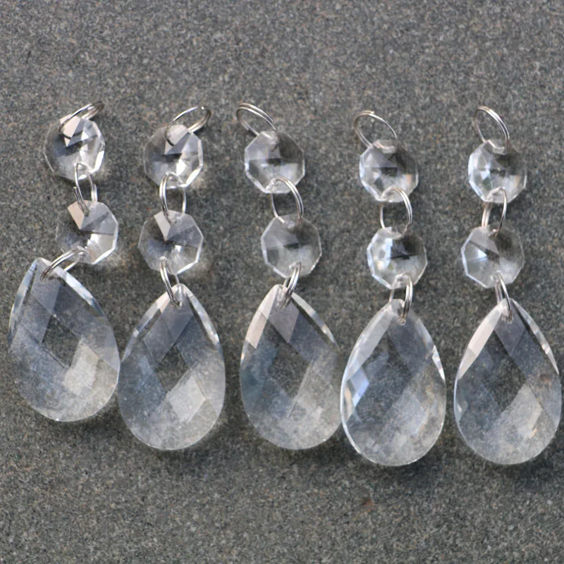 20pcs/lot Clear Chandelier Glass Crystals Lamp Prisms Parts Hanging Drops Pendants 38mm