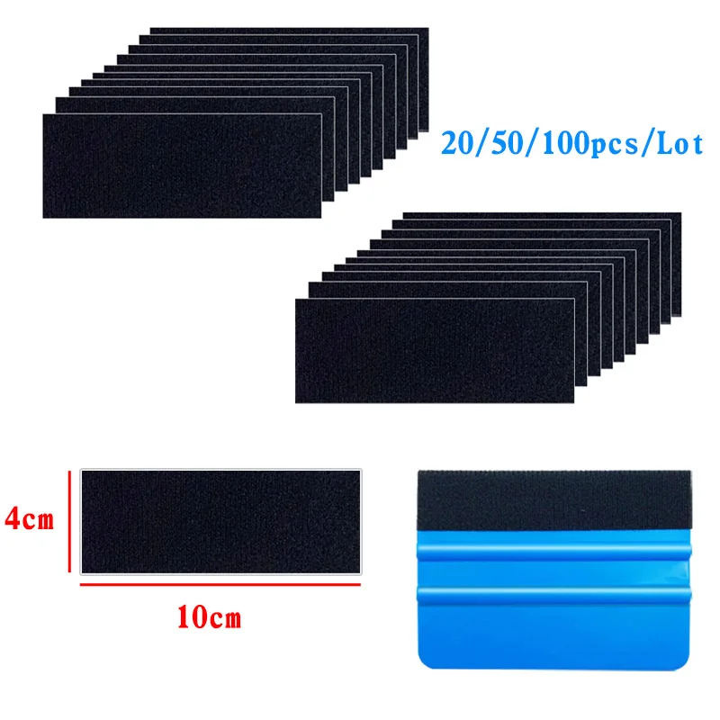 

20/50/100pcs Felt Fabric Cloth for 10cm Squeegee Carbon Fiber Vinyl Car Wrap No Scratch Scraper Window Tint Wrapping Tools