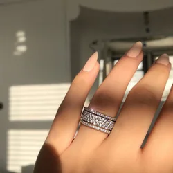 Luxury white zircon ring for women wedding engagement party Classic ring Jewelry gift wholesale