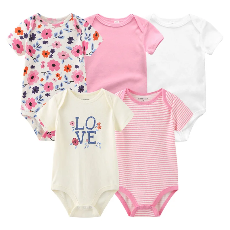 Fetchmous Unisex 5PCS Baby Girl Clothes Cotton Bodysuits Newborn Baby Boy Clothes Cartoon Print Girls Baby Clothing Ropa Bebe