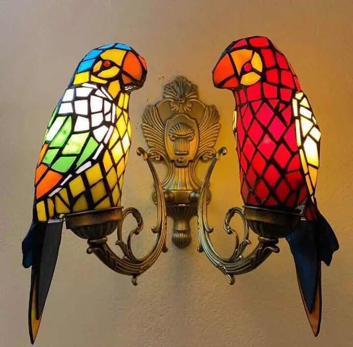 

Colorful Glass Parrot Wall Lamps Creative Luxury Bar Club Living Room Lobby Sconce Bedroom Bedside Lamp Vivid Bird Wall Lighting