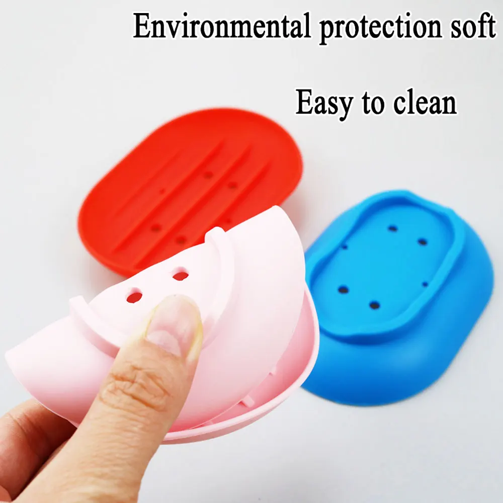 Silicone world Bathroom Dish Plate Case Home Shower Travel Hiking Holder Container Soap Box Soap Rack Flexible Soap Dish