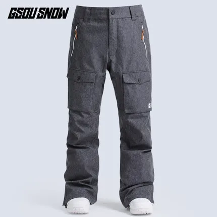 GSOU SNOW Men Ski Pant Snowboard Trouser Winter Pant Windproof Waterproof Outdoor Sport Wear Pocket Style Super Warm Skiing Pant