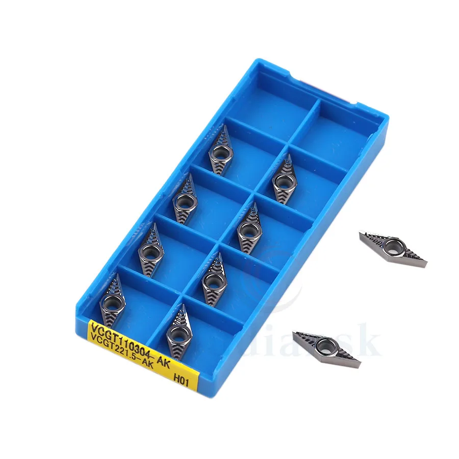 VCGT110304 AK H01 VCGT 110302 AK H01 high quality Carbide  Blade cnc Lathe Cutter Aluminum Copper Tool Aluminum Turning Inserts