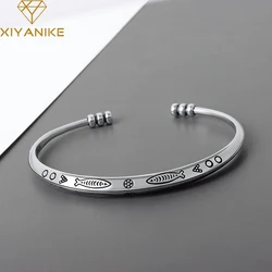 XIYANIKE Silver Color  2021 New Fashion Fish Triangle Bracelet For Women Ethnic Style Glossy Opening Hand Jewelry Gift