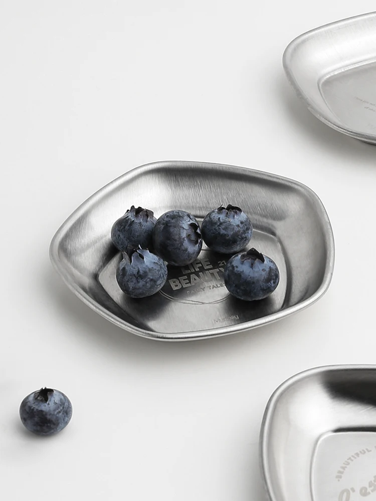 Creative Stainless Steel Sauce Dish Plate Household Irregular Shape Mini Storage Tray Kitchen Seasoning Plate Tableware