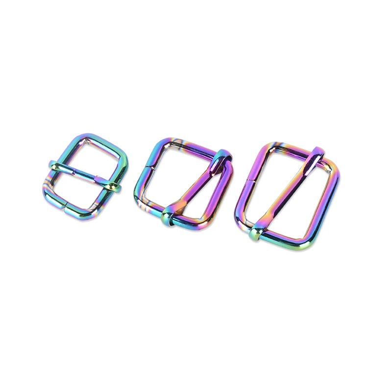 

10pcs Rainbow Color Roller Pin Backle, Slider Buckle Metal Adjust Buckle For Making Handbag -10pcs