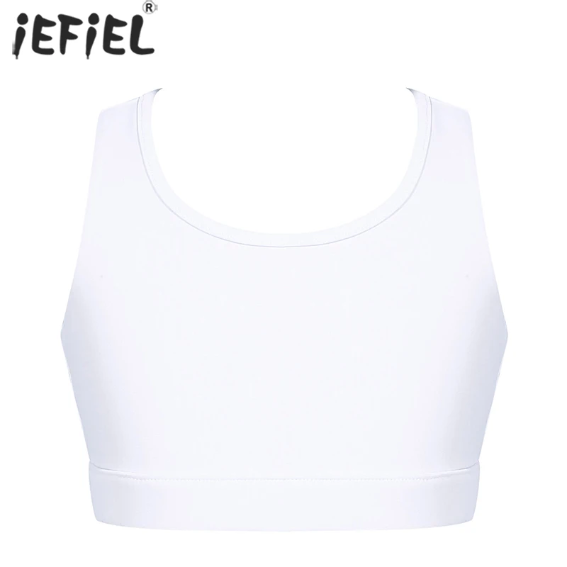 Kids Girls Yoga Sports Crop Tops Racer Hollow Back Sports Bras Breathable Athletic Fitness Running Gym Vest Tops Sportswear