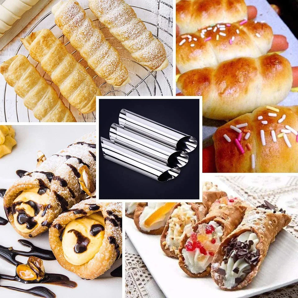 5pc/set Kitchen Stainless Steel Baking Cones Horn Pastry Roll Cake Mold Spiral Baked Croissants Tubes Cookie Dessert Too