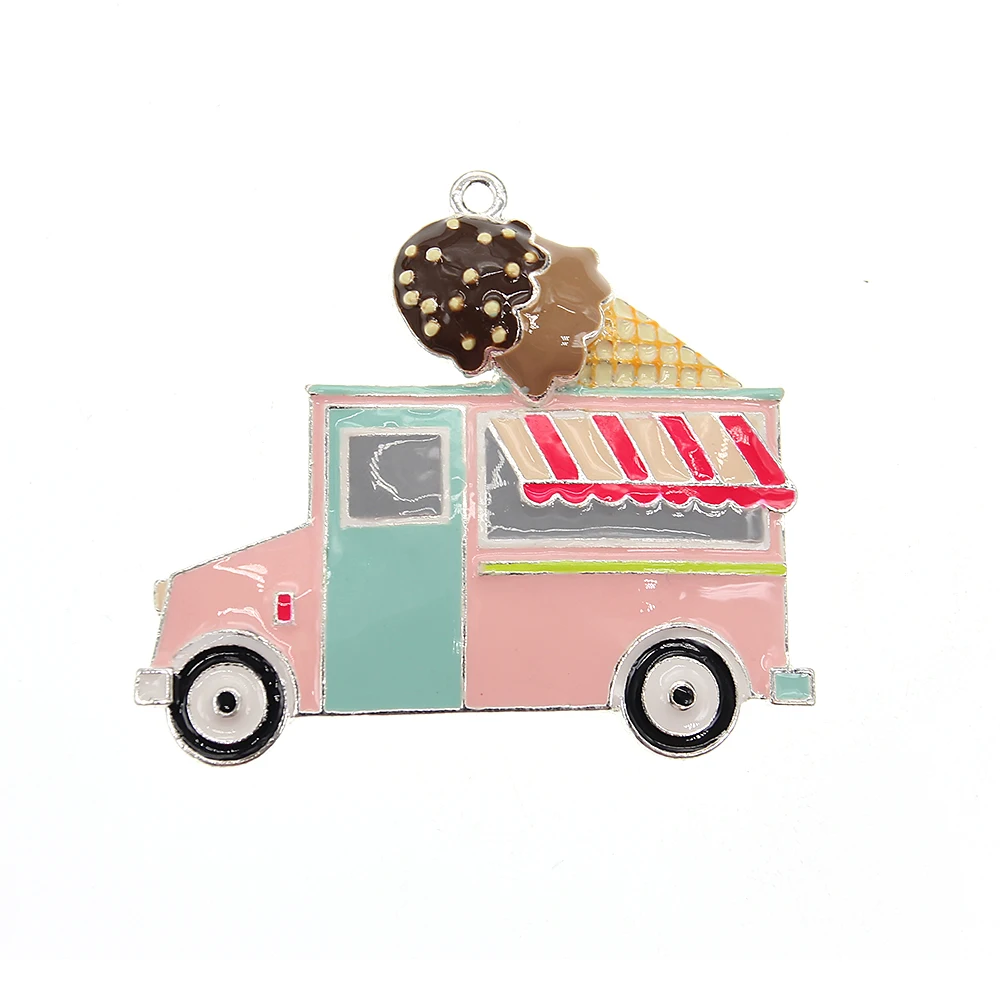 1 pcs Fashionable Cute Multicolored Enamel Ice Cream Car Charm Pendant Designer Charms For Gift