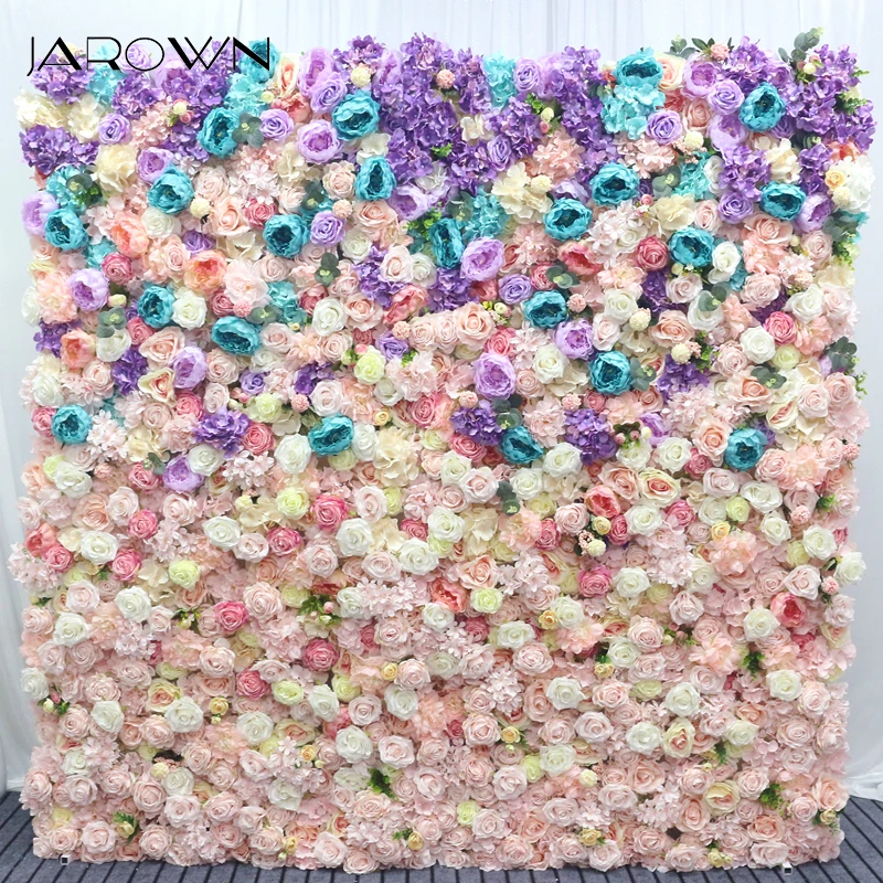 2M by 2M Gradient Colorful Artificial Fake Flower Wall Wedding Background Decoration Large Event Home Decor Flores Customized